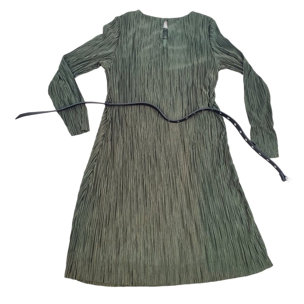 Sam Edelman Women's Green Pleated Sheath Dress with Belt